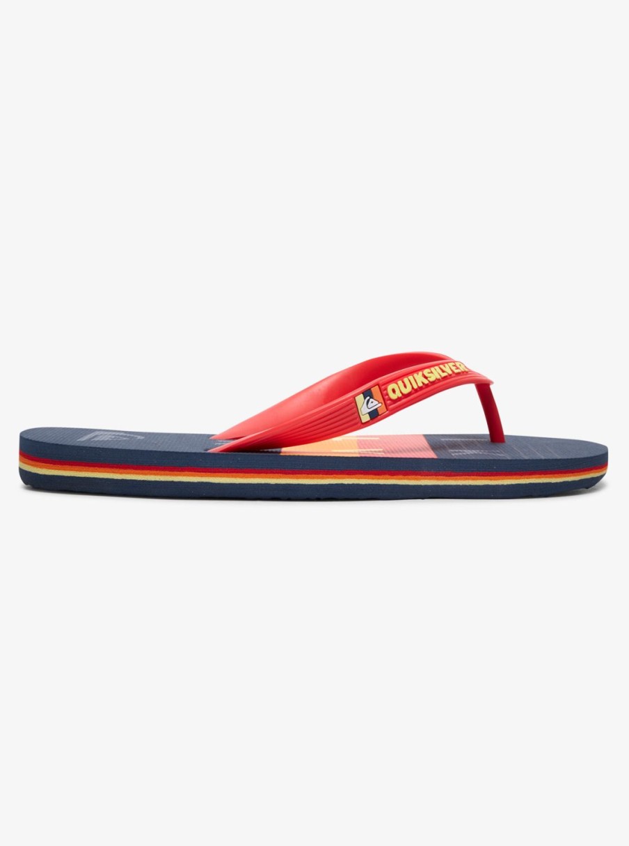 Garcon Quiksilver Tongs | Molokai Word Block - Tongs Pour Garcon Black/Red/Blue