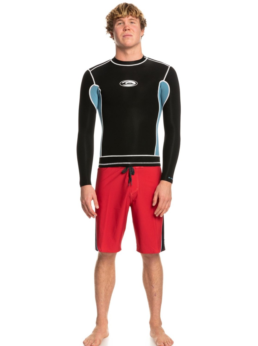 Homme Quiksilver Combinaisons De Surf | 2Mm Capsule Saturn - Top Neoprene Pour Homme Black/Provincial Blue