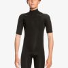 Garcon Quiksilver Combinaisons De Surf | 2/2Mm Everyday Sessions - Springsuit Manches Courtes Zip Poitrine Pour Garcon Black