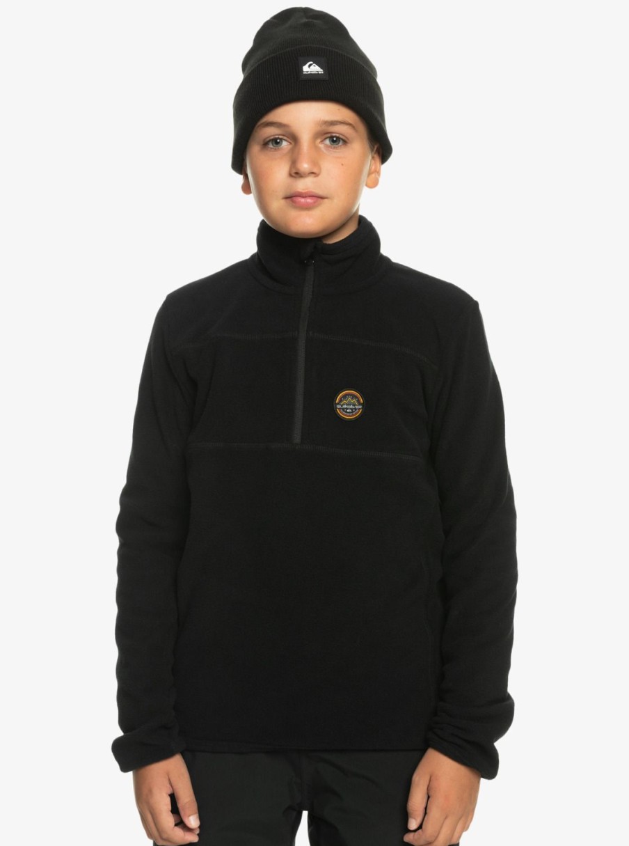 Garcon Quiksilver Sweats | Aker - Polaire Demi-Zip Technique Pour Garcon 8-16 Ans True Black